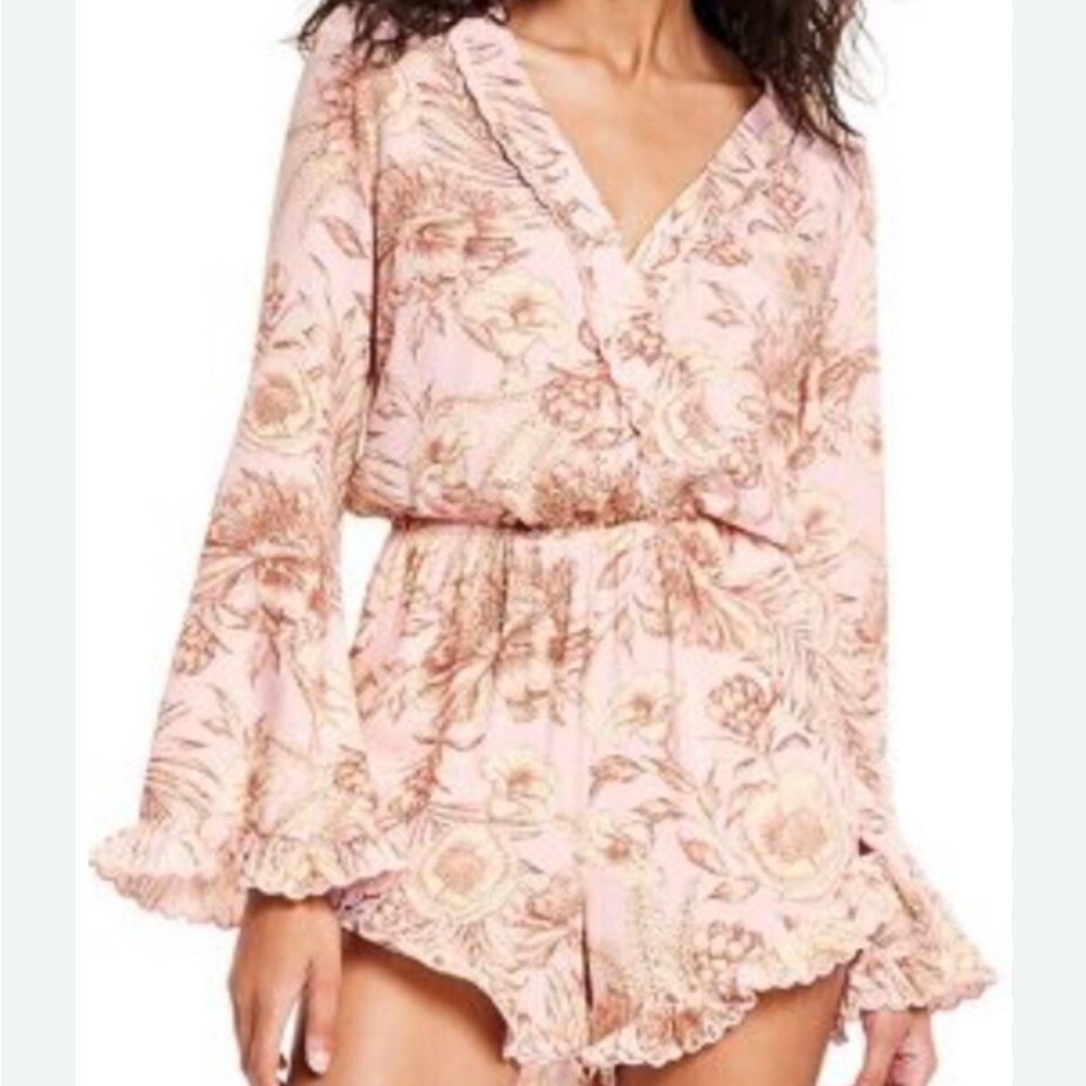 Floral Pink Romper with Bell Sleeves